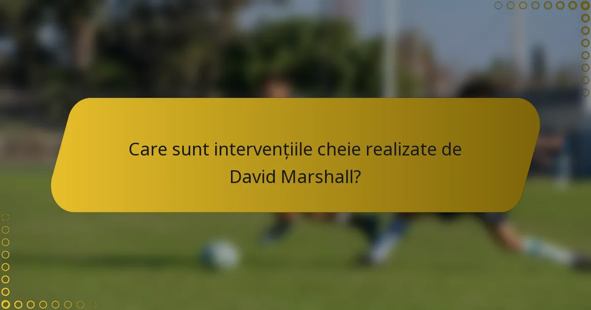 Care sunt intervențiile cheie realizate de David Marshall?