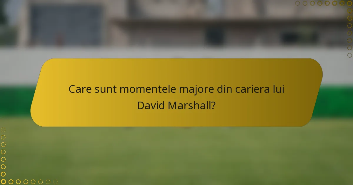 Care sunt momentele majore din cariera lui David Marshall?