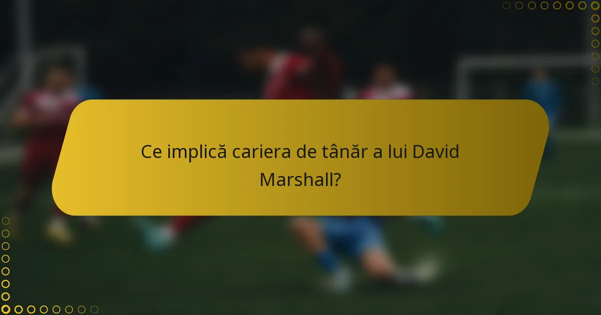 Ce implică cariera de tânăr a lui David Marshall?