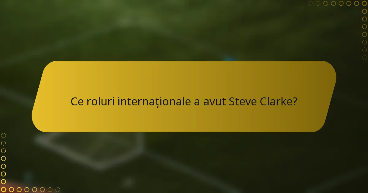 Ce roluri internaționale a avut Steve Clarke?