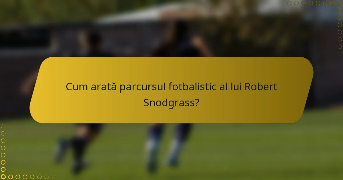 Cum arată parcursul fotbalistic al lui Robert Snodgrass?